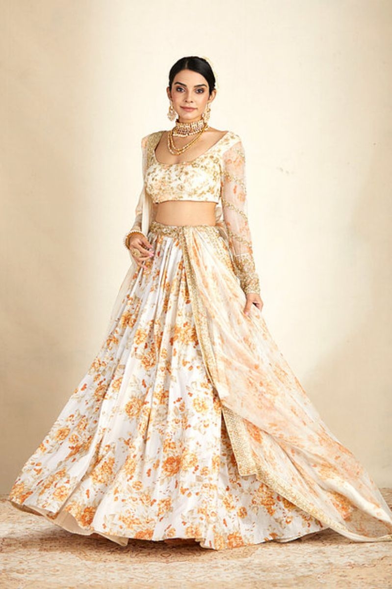 IVORY FLORAL PRINTED LEHENGA