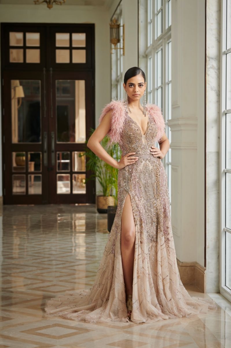 LAVENDER BRIDAL GOWN WITH FEATURES