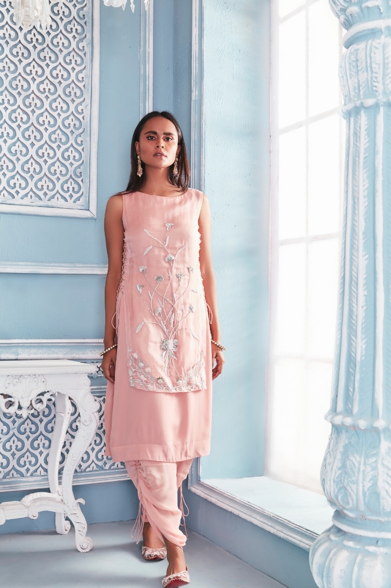 BLUSH PINK EMBROIDERED SHIRT WITH PANTS