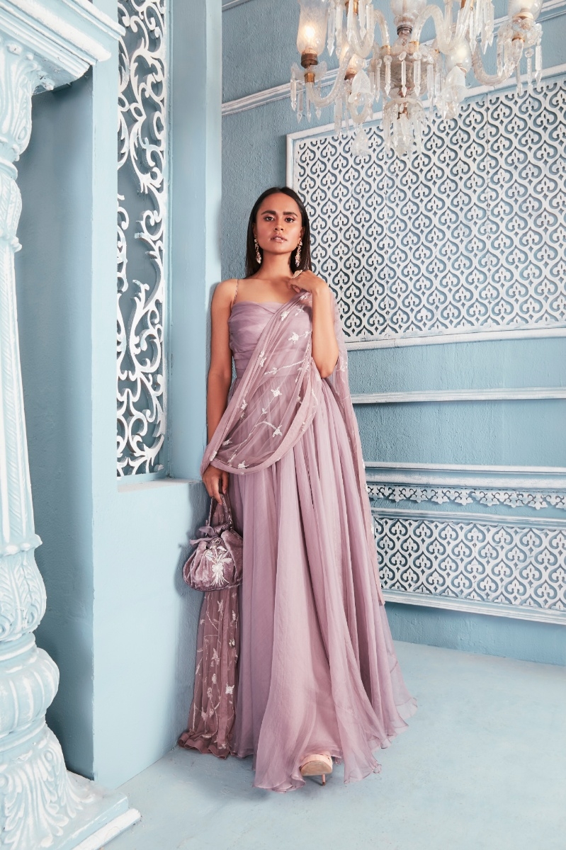 LILAC EMBELLISHED ANARKALI WITH DUPATTA