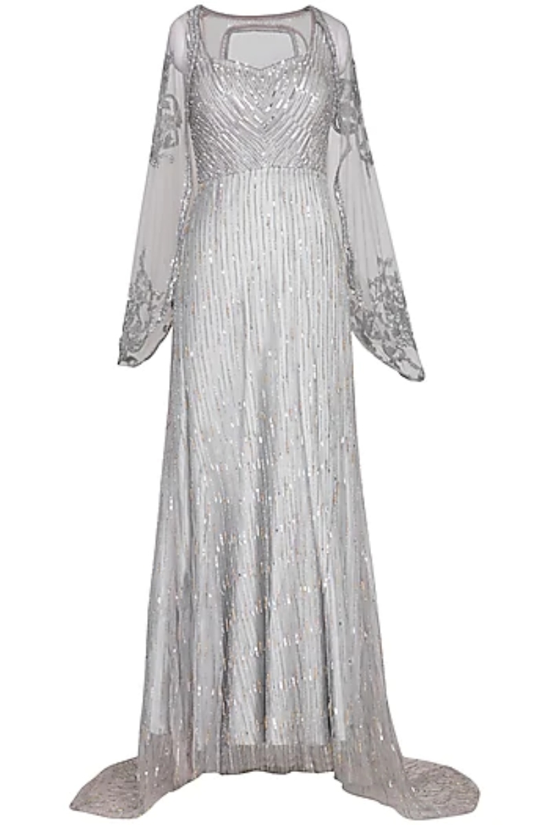 GREY EMBROIDERY  GOWN