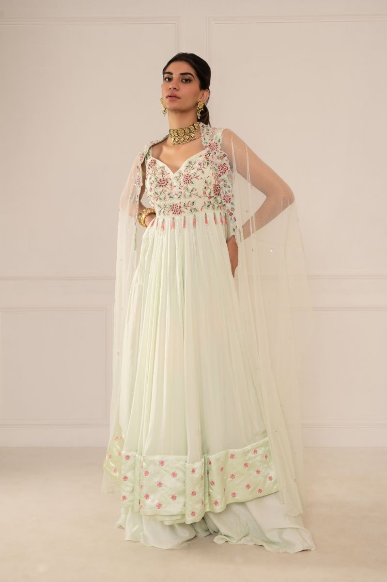 MINT GREEN ANARKALI SET WITH PALAZZO