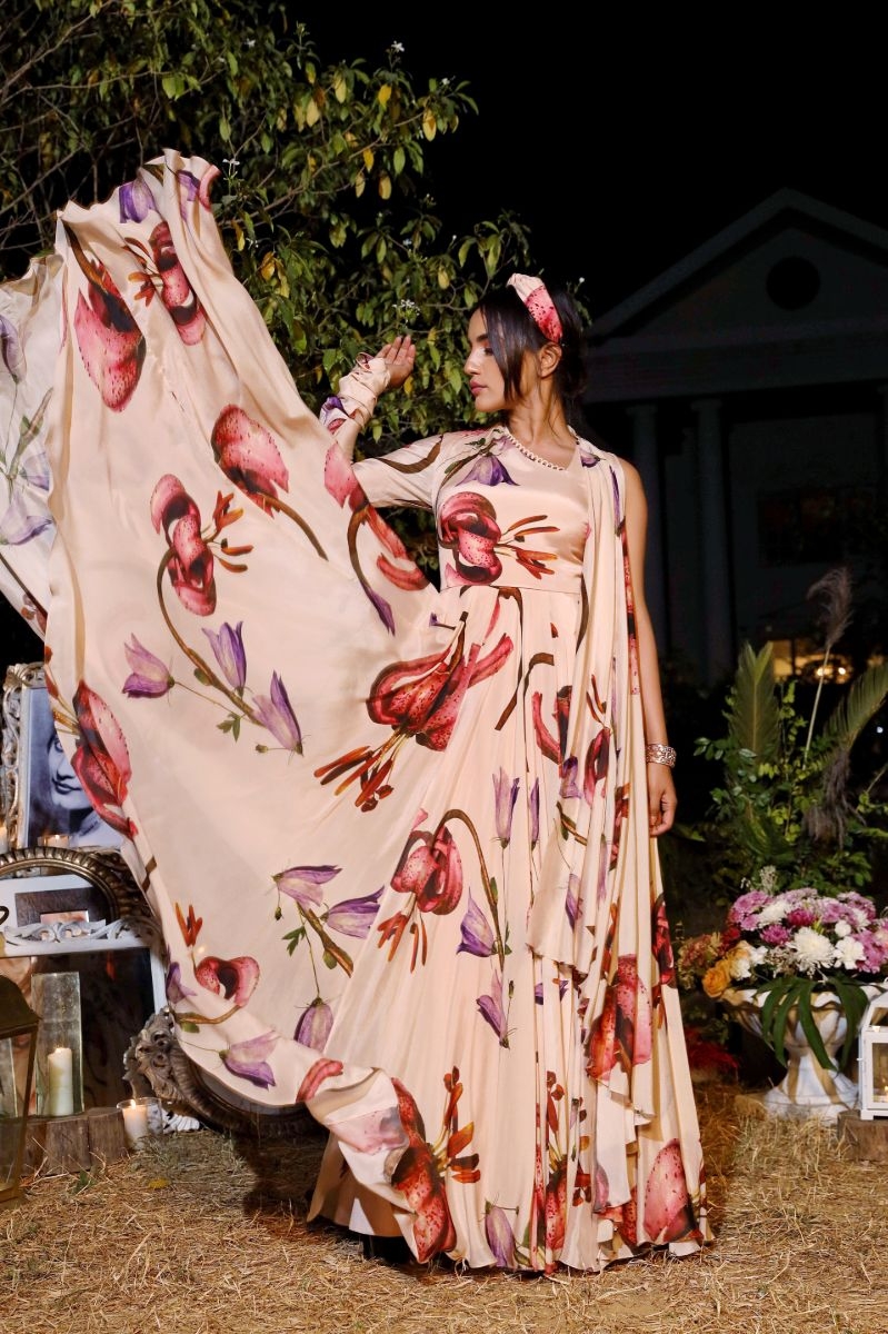 NUDE PRINTED ANARKALI