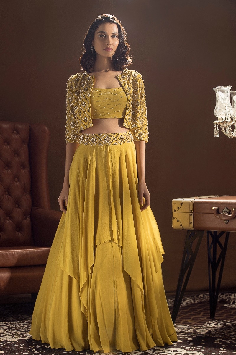 Yellow Lehenga Set with Jacket