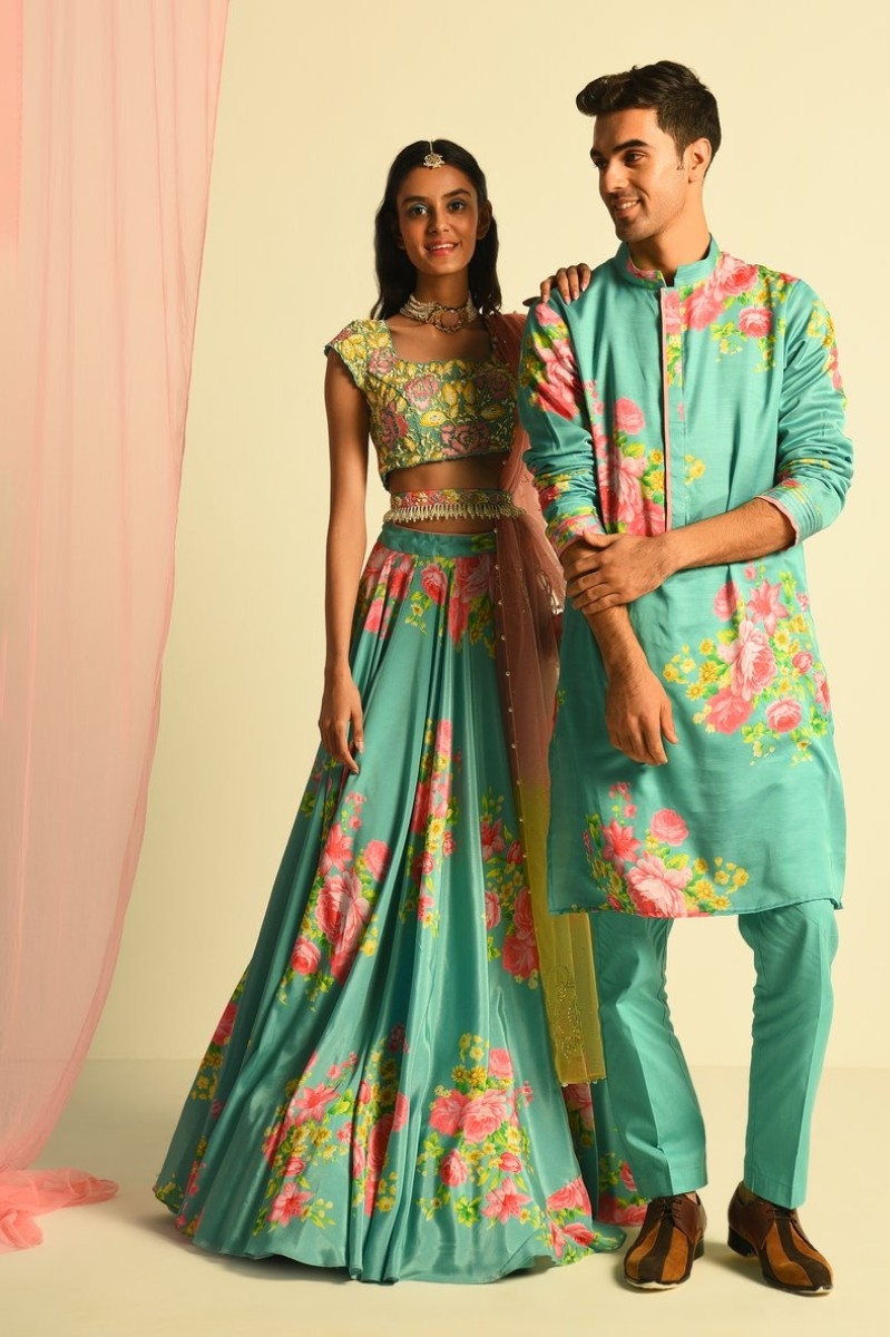 NAINA BATRA IN BLUEBERRY LEHNGA AND KURTA COUPLE SET