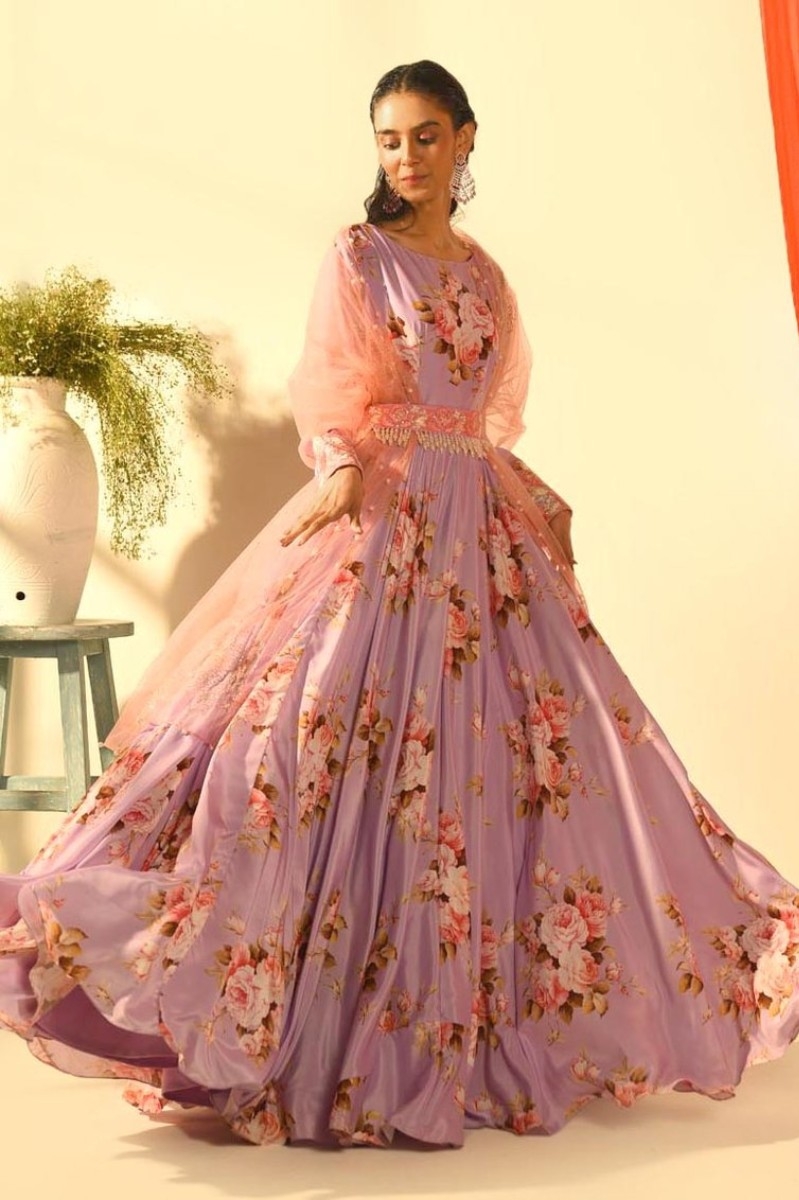 PURPLE GRAPE FLOOR LENGTH ANARKALI SET