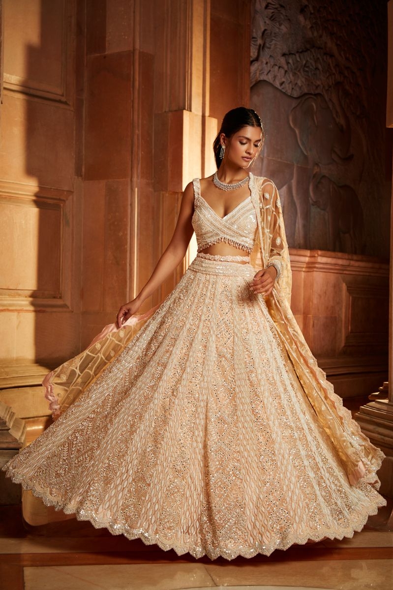 NUDE PINK TULLE LEHENGA SET