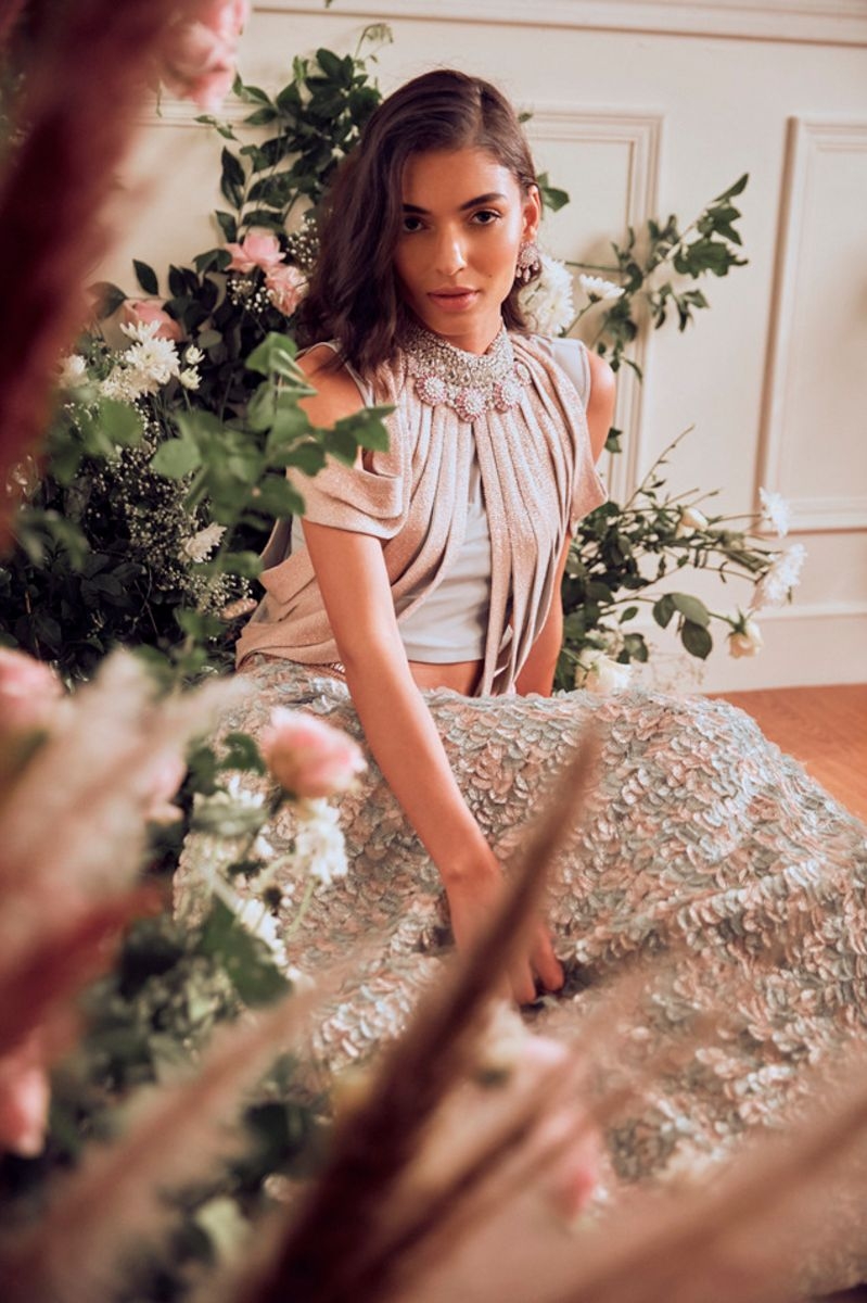 BLUSH PINK EMBELLISHED LEHENGA SET