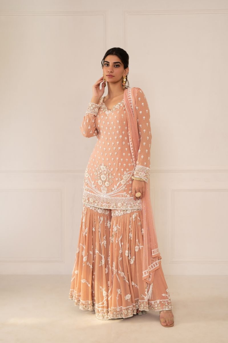 PEACH PINK GHARARA SET