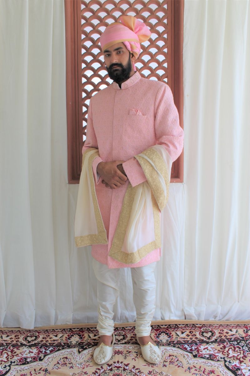 PINK EMBROIDERED SHERWANI SET