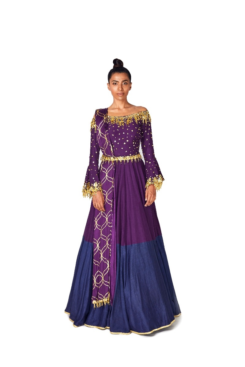 PURPLE EMBROIDERED LEHENGA SET