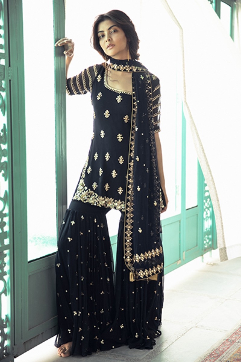 MIDNIGHT BLUE SHARARA SET