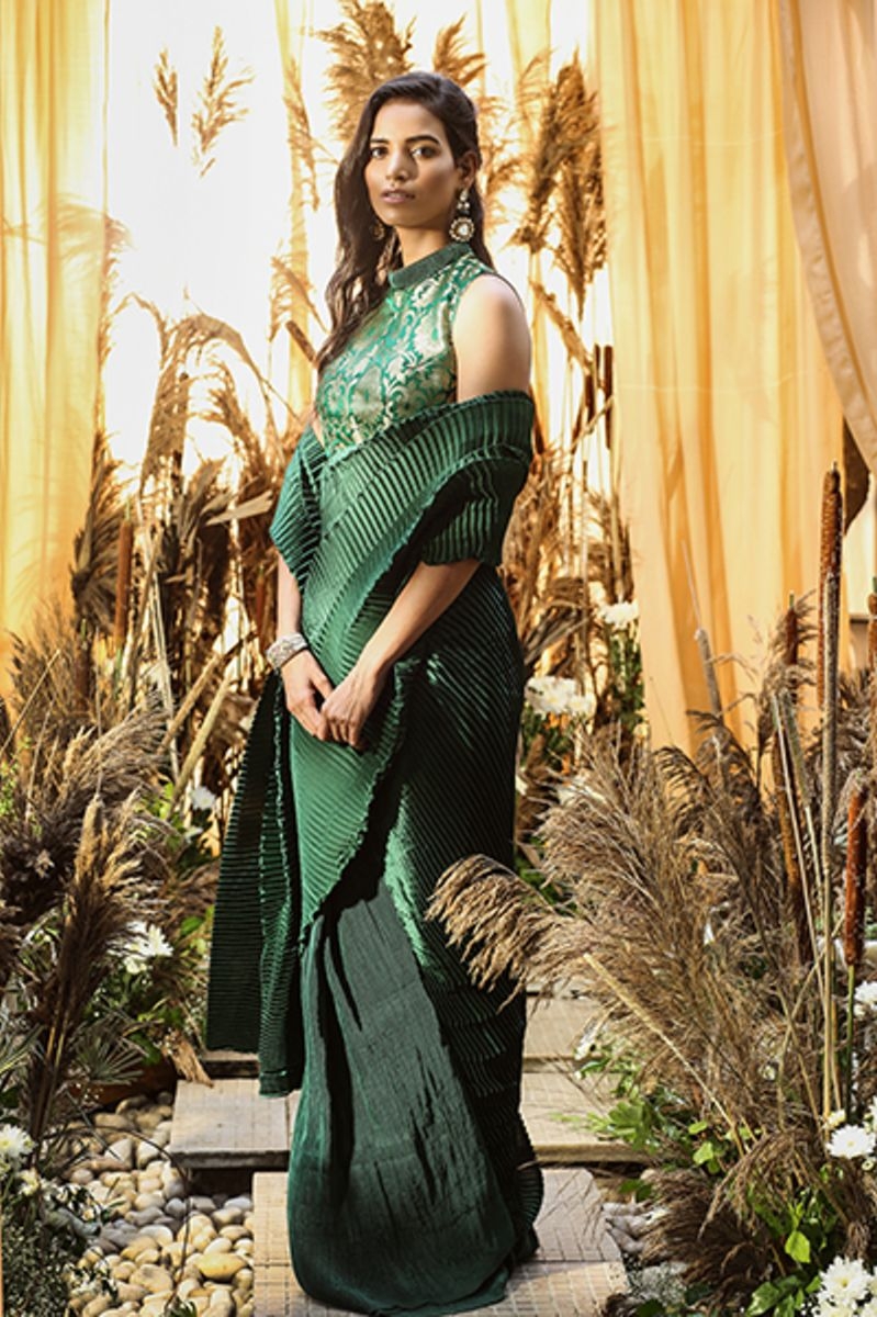 SCINTALLING SAREE EMERALD GREEN