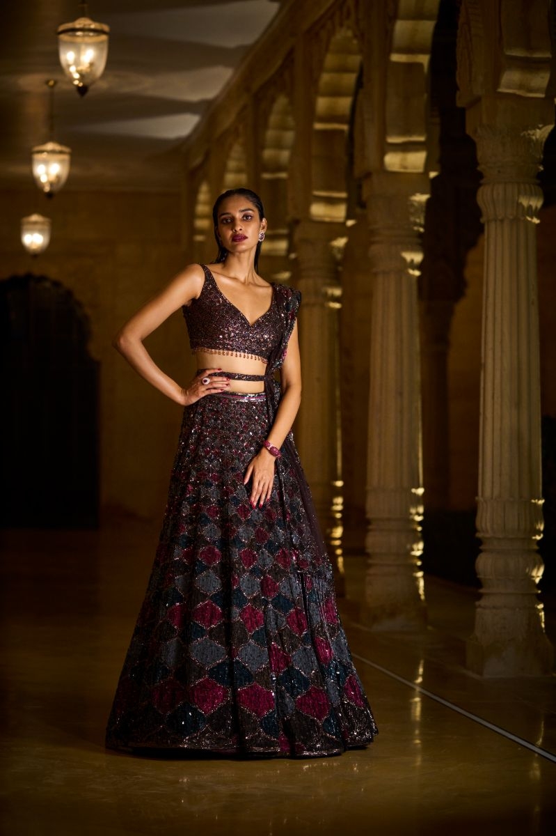 BURNETTE SEQUIN LEHENGA SET 