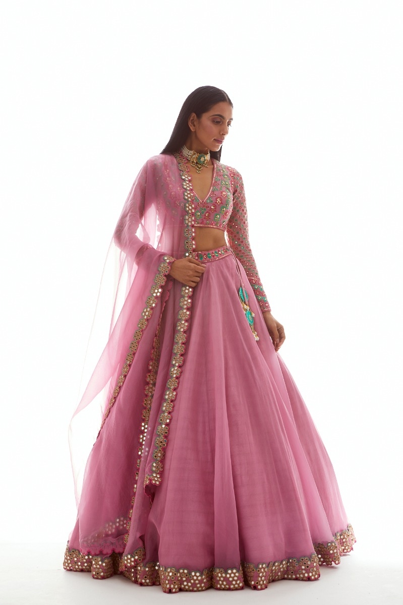 PINK ORGANZA LEHENGA SET