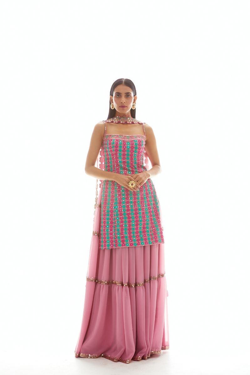 PINK EMBELLISHED SHARARA SET