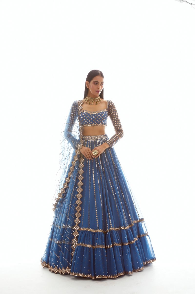 BLUE TIERED LEHENGA SET