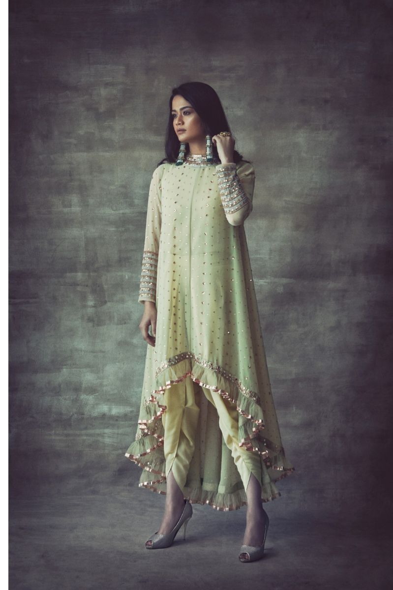 SAP GREEN HIGH LOW KURTA SET