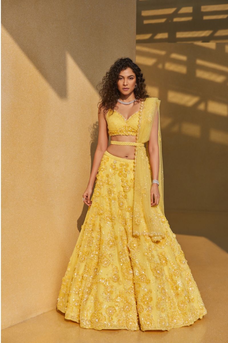 YELLOW EMBROIDERED LEHENGA